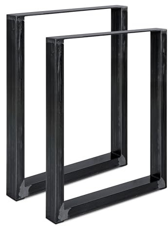 Magnetic Mobel Lot de 2 Pieds de Table en métal pour Bureau, Table à Manger, Meubles - Pieds de Table - 80 x 72 cm - Acier Brut avec Vernis Transparent - Profil 8 x 4 cm