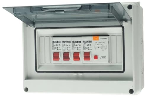 ELTOX Acboor Coffret Electrique,Tableau Electrique Panneau de disjoncteur à Trois Voies en Plastique Durable avec RCD et disjoncteurs Miniatures for garages et ateliers