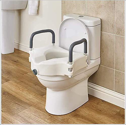 Raised Toilet Seat Without Lid, Portable Seat with Sturdy Brackets, High Elevated Toilet Seat Locks Onto Most Toilets, for Pregnant Women, Elderly, Disabled, Limited Mobility