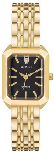 ManChDa Damen Armbanduhr - Armbanduhr Damen Quadrat Zifferblatt Quadratisch Edelstahl Armband Damenuhr, Mode Analog Quarz Gold Schwarz