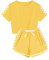Echinodon Mädchen Sport Set 2tlg Schnelltrockend T-Shirt + Shorts Freizeitanzug Trainingsanzug für Jogging Yoga Sommer Gelb 130