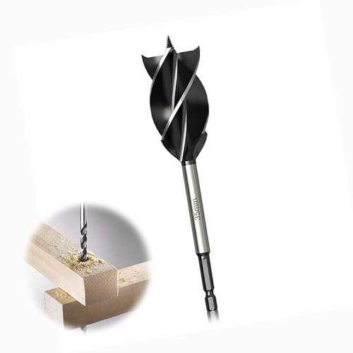 Broca Helicoidal para Madera 35mmx165mm Brocas en Espiral para Madera in Acero de Alto Carbono Brocas Helicoidales para Taladro Con Mango Hexagonal de 1/4, Adecuado para Madera dura y Blanda Plástico