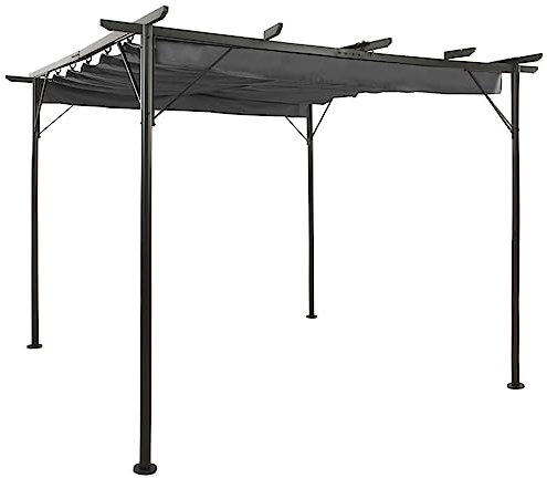 Kangmusi Pergola mit Ausziehbarem Dach Anthrazit 3x3 m Stahl 180 g/m², Anthrazit 312226