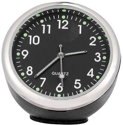 HAWILLOSCH Fahrzeugmontierte Kleiner Autouhr Quarzuhr Schwarz Leuchtende Armaturenbrettuhr Selbstklebend Nachtbeleuchtung Für Auto Innenraum