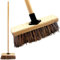 10 Bassine Broom Head with Bracket and 48 Wooden Handle - Heavy-Duty Stiff Bristle Broom for Indoor and Outdoor Sweeping