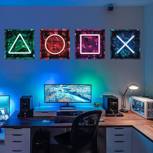 KAIRNE 4Pcs 3D Gamer Wall Stickers,Gaming Poster,Wall Sticker for Bedroom for Boys,Xbox Game Wall Stickers,Video Game Wall Decals for Kids Bedroom Accessories Nursery Decoration Gift,30x30 cm