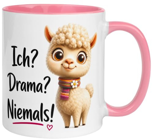 Tasse Alpaka | Ich - Drama - Niemals | Lustiger Frauen Lama Geschenk Becher