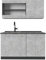 Vicco Singleküche R-Line, Küchenzeile Single, Beton/Anthrazit, 140 cm, AP Anthrazit
