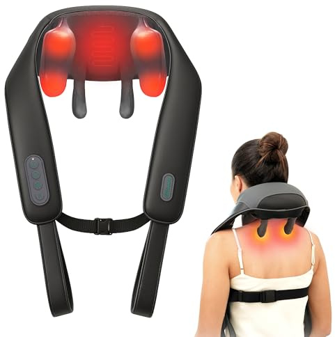 Snailax Cordless Neck Shoulder Massager with Soothing Heat, Upgarded 6D Deep Tissue Kneading, Shiatsu Back Massager Pillow for Neck, Traps, Gifts for Men Women Mom Dad