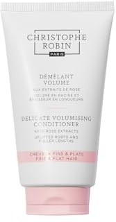 Christophe Robin Delicate Volumising Conditioner with Rose Extracts 50ml– Lightweight, 97% Natural Formula with Rosehip & Baobab – Detangles, Nourishes & Adds Volume for Fine Hair