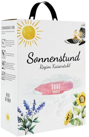 Sonnenstund Rosé trocken 3 Liter Wein-Box, Aromen von Erdbeere & Himbeere mit leichter und lebendiger Fruchtsäure, Roséwein Cuvée vom Kaiserstuhl (1 x 3,0 l Bag-in-Box)