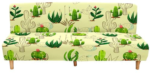 Surwin Pflanzenmuster Sofabezug ohne Armlehnen Stretch Sofabettüberzug Antirutsch Clic Clac Sofahusse Schonbezug Protector für Klappcouch Schlafsofa mit 2-3 Sitzplätzen (nordisch,L:190-230cm)