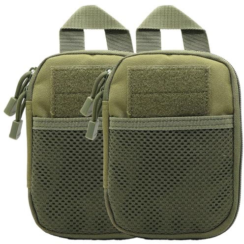 AQzxdc Tactical Molle Pouch, Small Utility Waist Pack EDC Bag Gear Gadget Organizer Compact Medical IFAK Utility Bag(Green,X2)