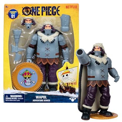One Piece Wapol 6.5-Inch Action Figure, 4 Accessories | 12 points of articulation, swappable cannon head & cape, berry coin base; One Piece toy for fans