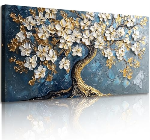 JHHUAMO Blumen Baum des Lebens Leinwand Bilder Schlafzimmer 73x146 cm | Lebensbaum Bild, Hochauflösender Druck, Einfaches Aufhängen, Exquisite Handwerkskunst, Vielseitig Einsetzbar