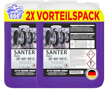Lorito Santer Black 225 Waschmittel für schwarze Wäsche 2 x 10L | Flüssig -Waschmittel für kraftvolle Wäschepflege, Erhält die Farbintensität, Bis zu 666 Waschladungen, 30°C bis 95°C