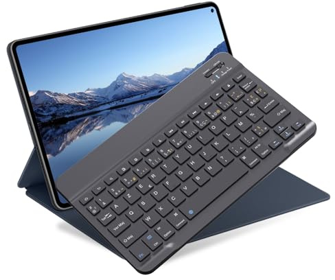 NOOX Clavier Bluetooth pour Tablettes iPad A16 M2 M3 M4 M5, iPad Pro 13/12/11/10/9/8/7, iPad Air 13/11e Génération, iPad Mini, Tablettes - Accessoires Informatiques de Voyage Portables sans Fil Fins