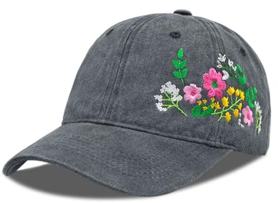 GNOLONG Blumenhut Für Frauen Bestickte Elegante Blumenblumen-Baseballmütze Geschenke Für Blumenliebhaber