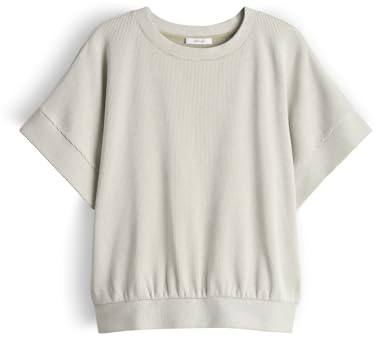 OPUS Damen Sweatshirt | Modernes Sweatshirt mit gestreiften Rippeneffekt Loose Fit Pale Olive, 38