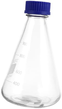 Erlenmeyer Flask 1000ml Glass Conical Bottle with Graduations | Experiment Sample Bottle, Solid Base Design for Life Science Applications and Education, Easy Storage and Observation