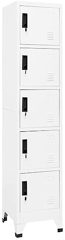 VIHHQGC Stahl Schließfachschrank Weiß 38x40x180 cm mit abschließbaren Türen und Lüftungsschlitzen für Büro und Schule, robuster Metallschrank zur sicheren Aufbewahrung
