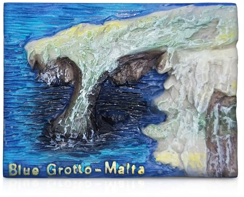 3D Malta Fridge Magnet Hand-Painted Coastal Souvenir Malta Travel Keepsake 7.2cm Decorative Collectible