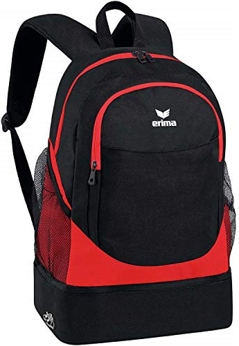 erima Rucksack mit Bodenfach Rucksack, 45 cm, 31, 7 Liter, rot/schwarz
