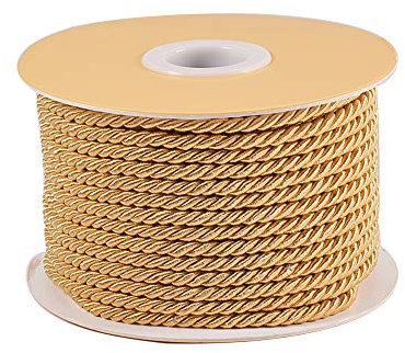 PH PandaHall 3mm Corda Nylon Intrecciato Cordino Decorativo Ritorto, 20m Oro Corda Decorativa a 3 Strati per Decorazioni per la Casa Avvolgimento Regalo Natale Fai Da Te