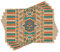 ABAKUHAUS Stammes Platzmatten, Bohemian Pattern, Waschbare Stoff Esszimmer Küche Tischdekorations Digitaldruck, Orange Teal