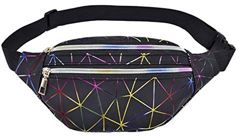 Bauchtasche Mode Wasserdicht Gürteltasche Damen Bauchtasche Hüfttaschen Fanny Pack Waist Bag für Frauen Damen und Herren Party Festival Sport Outdoor Travel (Gürteltasche Schwarz 3)