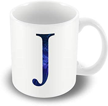 Victorian Printing Company - Blue Print Initial - J - Mug, Ceramic, 11fl.oz.