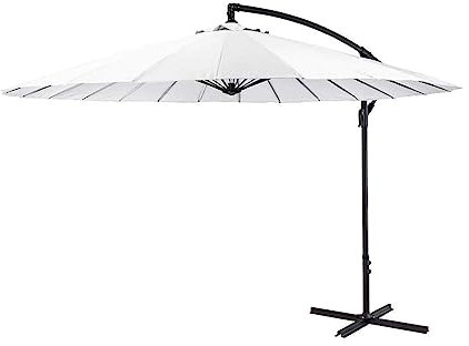 Ampelschirm Ø 300 cm weiß mit Kurbel Parasol Sonnenschirm Marktschirm Gartenschirm Alu Aluminium 3 m