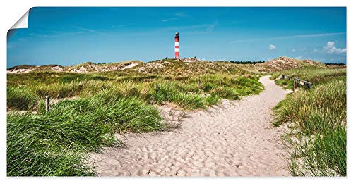 ARTLAND Wanddeko Poster & Kunstdrucke Wandposter 100x50 cm Architektur Gebäude Leuchtturm Fotografie Blau Leuchtturm auf der Insel Amrum S5XX