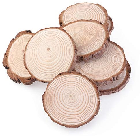 Cabilock Kleine Vasen Für Tischdeko Holzplatte 10 Holzscheiben mit Rinde Natürliche Unfertige Kiefer Rustikale Holzscheiben Holzscheiben für Mittelstücke (7-9Cm) Holz Baumscheiben