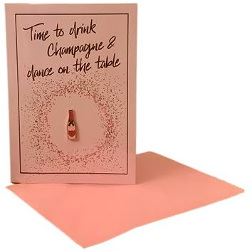 Jungle Empire Champagner Karte zum Geburtstag | Champagner Ansteck-Pin mit Glückwunsckkarte | Kleines Champagner Geschenk
