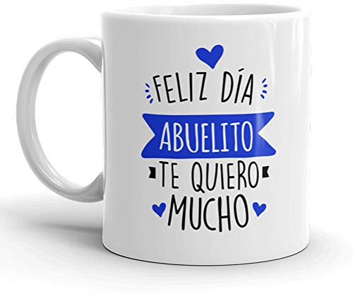Kembilove Tazas Padre – Taza del día del Padre – Regalos originales para hombre – Taza Personalizada papa – Taza super papa – Regalos originales (Feliz día abuelito, te quiero mucho)