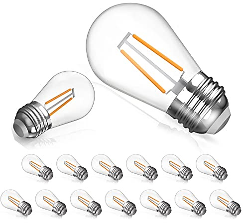 Lot de 15 ampoules LED S14 pour guirlande lumineuse extérieure, incassables, 2 W pour éclairage de terrasse, chaud 2700 K, CRI90+, culot moyen E26, certifié UL, winsaLED