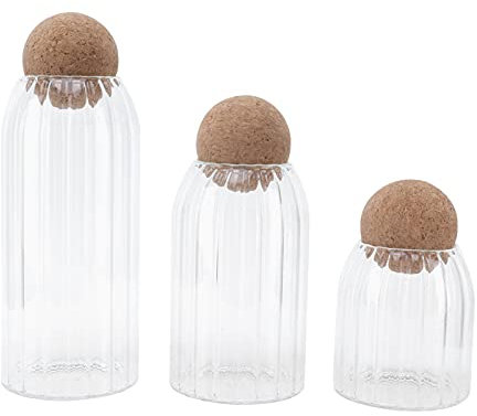 Boîte de Stockage de Nourriture en Verre avec Couvercle en Liège Hermétique, Pot de Récipient à Cylindre Décoratif Moderne pour Café, Épices, Bonbons, Sel, Bouteille de Terrarium à Biscuits