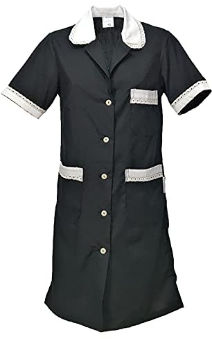 fratelliditalia.org Women's Maid Housemaid Cleaning Work Short Sleeve Apron, Black, UK 12