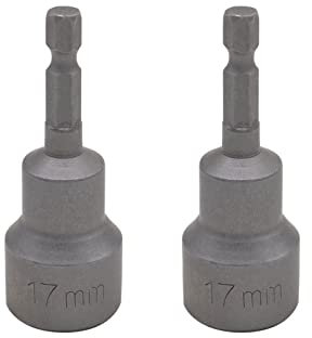 VictorsHome 1/4 Quick-Change Hex Shank 17mm Magnetic Nut Driver Bit, Power Socket Adapter Setter Drill Bits Metric, 65mm Length, 2pcs