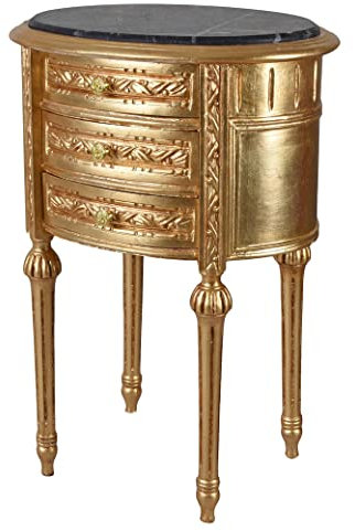 Kommode Gold Marmorplatte Nachtkommode oval Nachtkonsole cat828 Palazzo Exklusiv