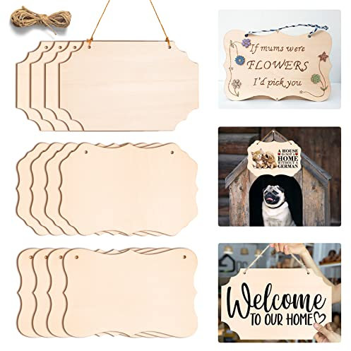 12 Stück unlackiertes Holzhandwerk, rechteckige Holzrohlinge Holzschild zum Basteln, Holzschild für Cricut-Projekte, Türhänger, Holzverbrennung, Malerei, Herbstdekoration, Heimdekoration, 22,5 x 14,5