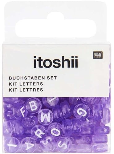 165 runde Perlen, 5 x 7 mm, Alphabet, Violett