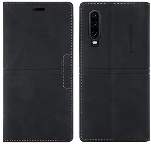 OKZone Kompatibel mit Huawei P20 Hülle, Handyhülle Wallet PU Leder Kartenfach Magnet Klappbar Schutzhülle Huawei P20 Handy Hüllen Flip Handytasche Case Cover Stoßfest Klapphülle Etui (Schwarz)