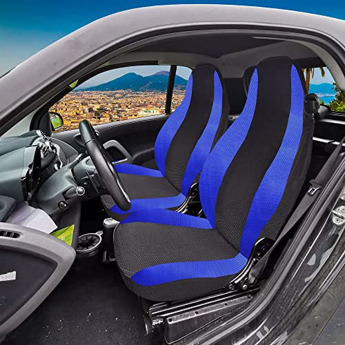 Rebeca Shop® Autositzbezüge kompatibel für Smart W450 W451 W453 Made in Italy Sitzbezüge Set Vordersitzbezüge Paar, passend zu Teppichmatten (Smart 3Serie W453, schwarz/royal)