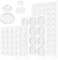 4 Sizes 107 PCS Clear Rubber Feet Adhesive, Soft Bumper Pads for Noise Dampening and Cushioning, Buffer Non Slip Pads for Cabinet Doors, Drawers, Glass, Cupboard, Picture Frames, Cutting Boards
