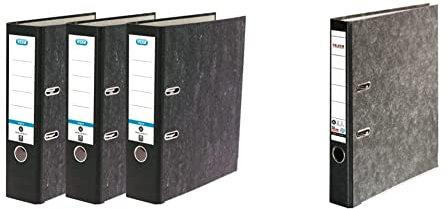 Elba Ordner A4, Smart Original Wolkenmarmor, 8 cm breit, schwarz, 3 Stück & Original Falken Recycling-Ordner Wolkenmarmor. Made in Germany. 5 cm schmal DIN A4 schwarzer Rücken Ringordner