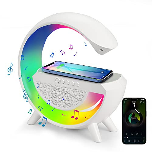 Towwoo Atmosphere Lamp with 15 W Wireless Charger, Speaker with Light, Intelligent LED Table Lamp, Dimmable Night Light, Touch Lamp with Music Synchronisation
