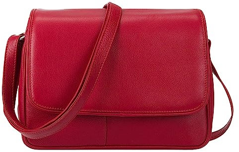 Handtasche Damen Leder mittel klein Lederhandtasche Schultertasche Frauen Damentasche Echtleder weich Alessandro Florenz 12975 Auswahl + Schlüsselmäppchen (Bordeaux Love (rot))