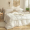 Yaofeiou Weiß Boho Bettwäsche 135x200 Weich Pom Pom Bettwäsche Böhmen Romantisch Quaste Bettwäsche Microfaser Einzelbett Bettwaren-Set mit Reißverschluss und Kissenbezug 80x80